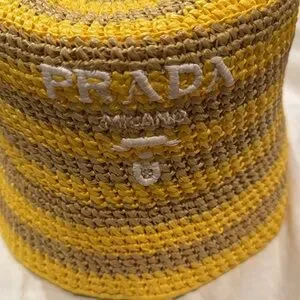 Prada Yellow and Tan Crochet Hat Prada hat yellow - Gem main image 3